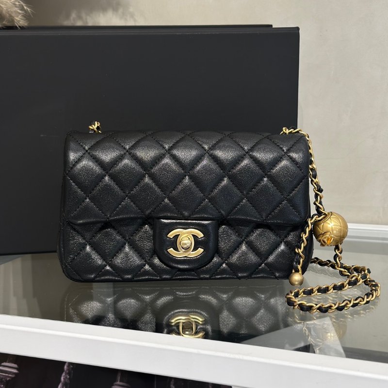 CHANEL 經典口蓋包 Mini CF20 - 金球黑金-6