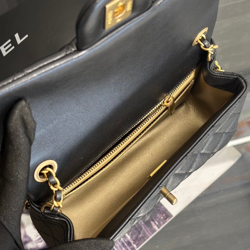 CHANEL 經典口蓋包 Mini CF20 - 金球黑金-7