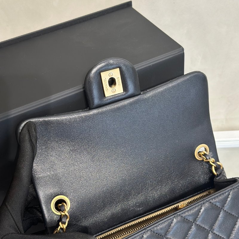 CHANEL 經典口蓋包 Mini CF20 - 金球黑金-8