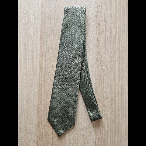 Louis Vuitton LV老花領帶 灰綠色 100% Silk Made in Italy