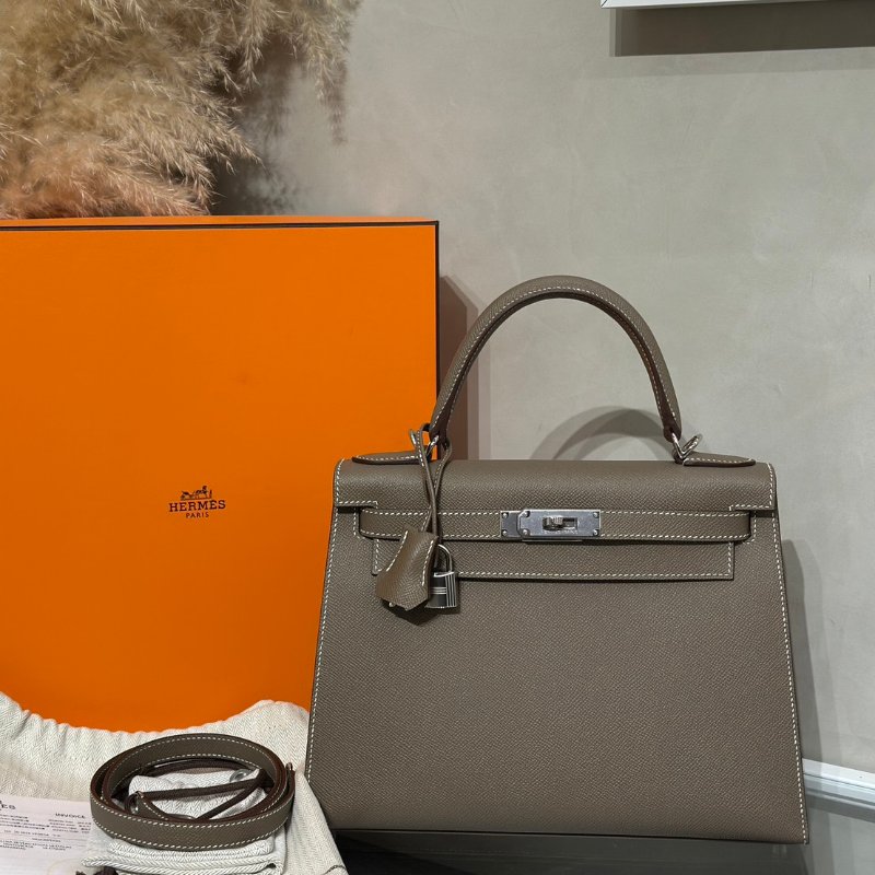 HERMES Kelly 28 - 大象灰銀 K-9