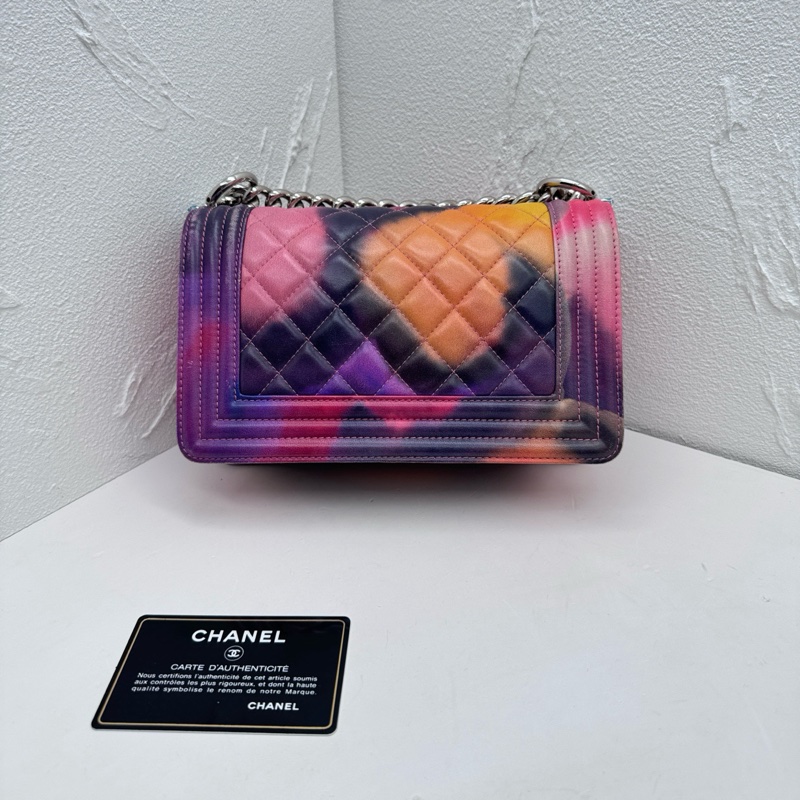 Chanel香奈兒Leboy小號15S走秀款彩色羊皮暈染塗鴉單肩斜挎鏈條包,尺寸20*13*6cm,附件:保卡-1