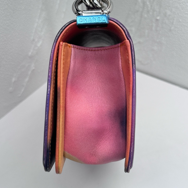 Chanel香奈兒Leboy小號15S走秀款彩色羊皮暈染塗鴉單肩斜挎鏈條包,尺寸20*13*6cm,附件:保卡-2