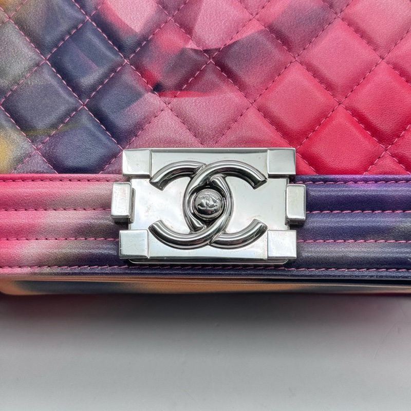 Chanel香奈兒Leboy小號15S走秀款彩色羊皮暈染塗鴉單肩斜挎鏈條包,尺寸20*13*6cm,附件:保卡-4