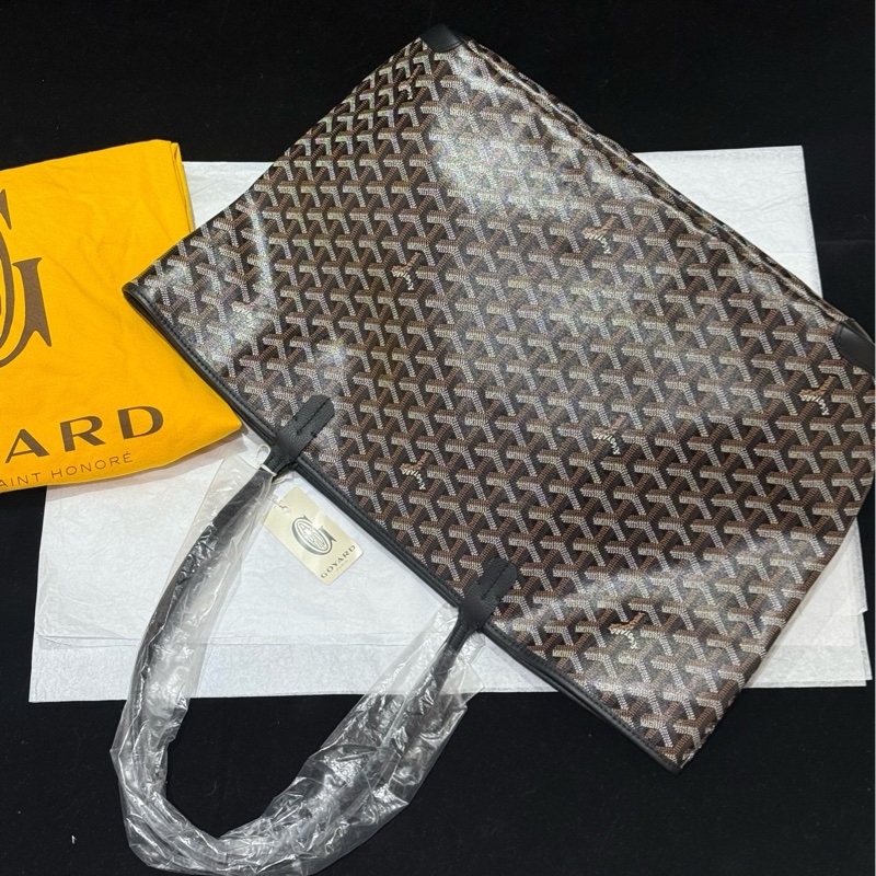 Goyard Aritos 黑色老花拉鍊tote包 帶拉鍊 中號MM尺寸約50*17*30 附件:塵袋。-0