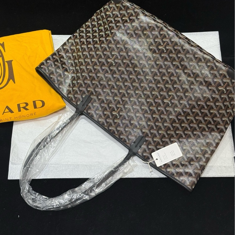 Goyard Aritos 黑色老花拉鍊tote包 帶拉鍊 中號MM尺寸約50*17*30 附件:塵袋。-1