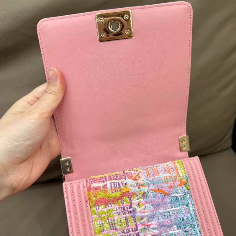 Chanel 香奈兒竪版leboy 粉色99新-2