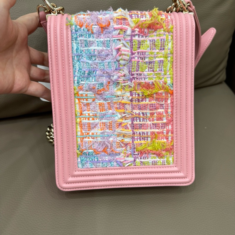 Chanel 香奈兒竪版leboy 粉色99新-3