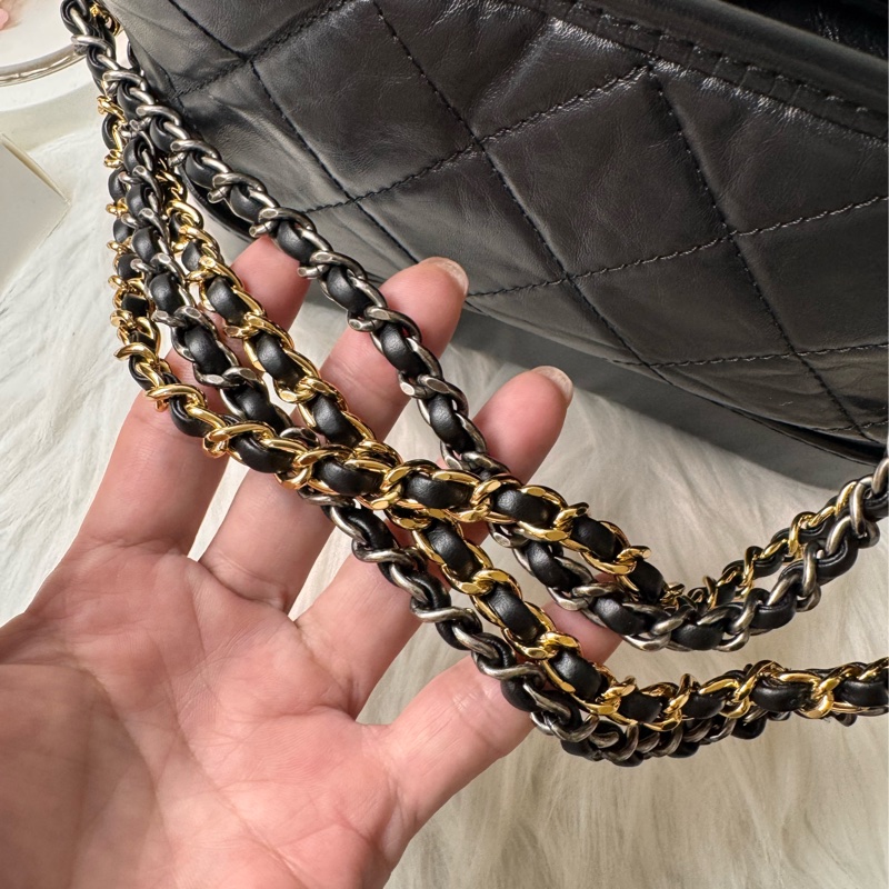 流浪包小仿舊小牛皮、光滑小牛皮、金色、銀色及鍍釘金屬-28