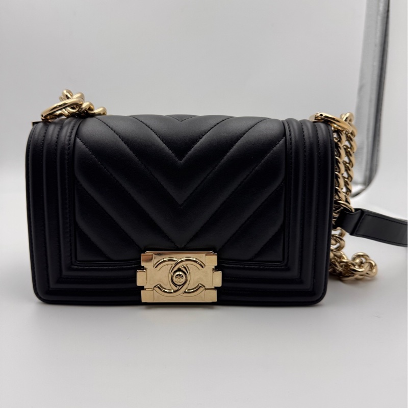 香奈兒/Chanel leboy 黑色 手提斜挎單肩包 牛皮 20.5×8.5×12-1