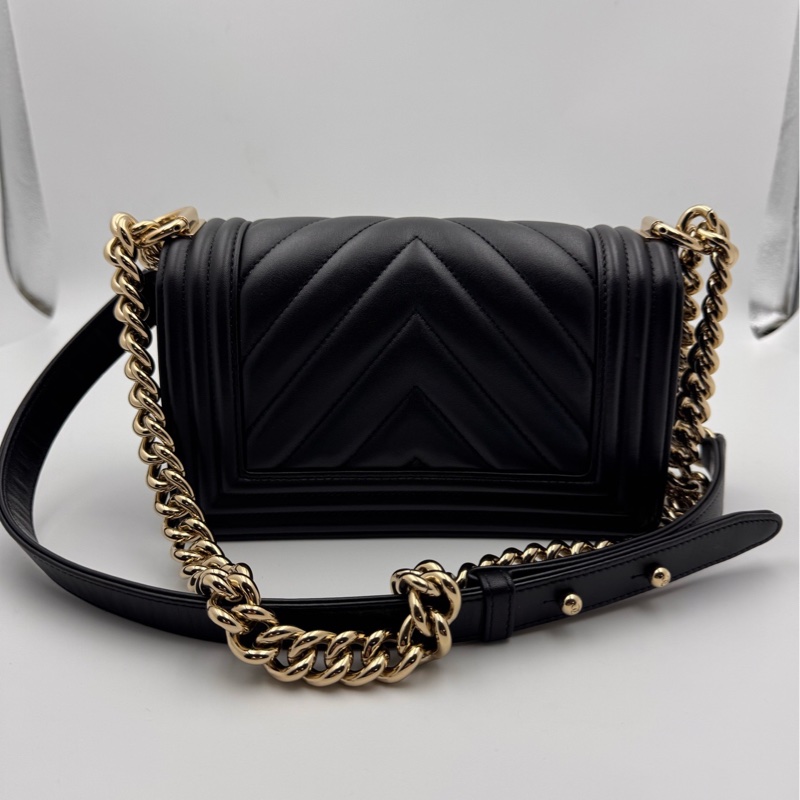 香奈兒/Chanel leboy 黑色 手提斜挎單肩包 牛皮 20.5×8.5×12-2