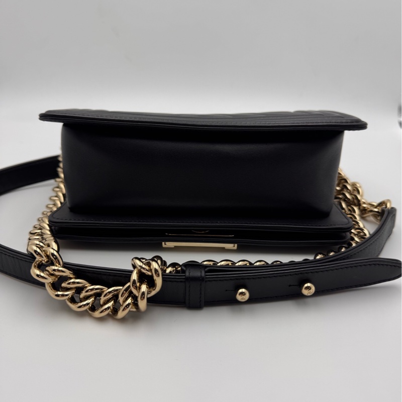 香奈兒/Chanel leboy 黑色 手提斜挎單肩包 牛皮 20.5×8.5×12-3