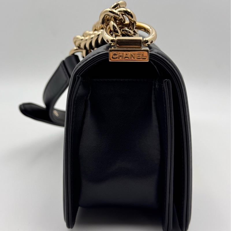 香奈兒/Chanel leboy 黑色 手提斜挎單肩包 牛皮 20.5×8.5×12-4