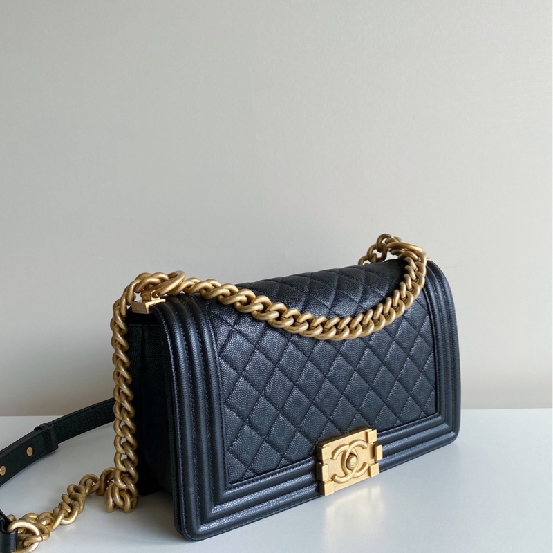 Chanel香奈兒Leboy 中號 黑金荔枝皮 -0