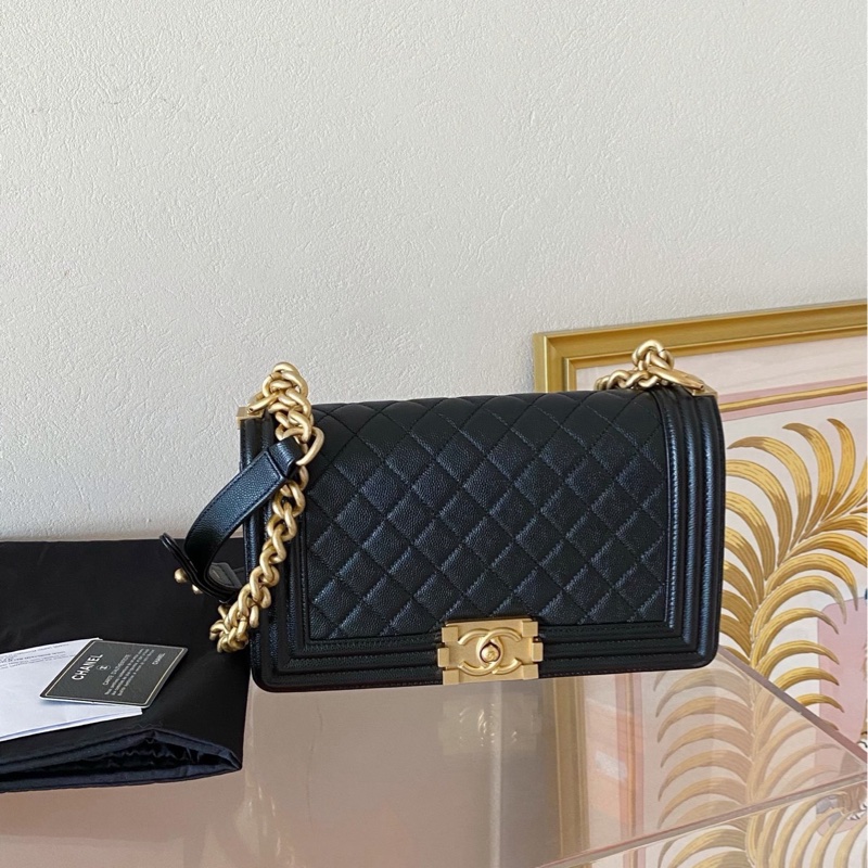 Chanel香奈兒Leboy 中號 黑金荔枝皮 -1