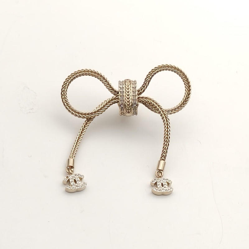 CHANEL 合金24K麥穗蝴蝶結胸針-1