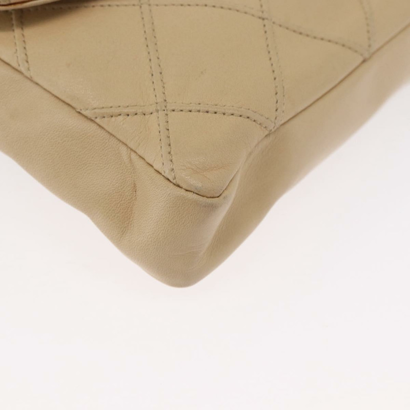 【日本直送】香奈兒腰包 羊皮 米色 金色 CC 標誌 Auth bs34038-8