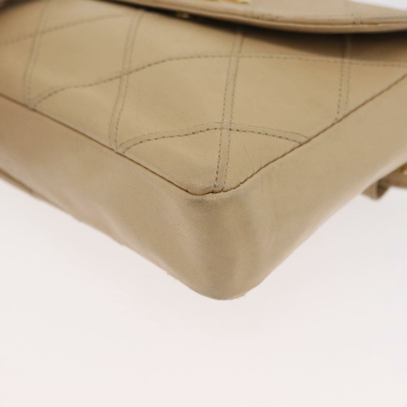 【日本直送】香奈兒腰包 羊皮 米色 金色 CC 標誌 Auth bs34038-13