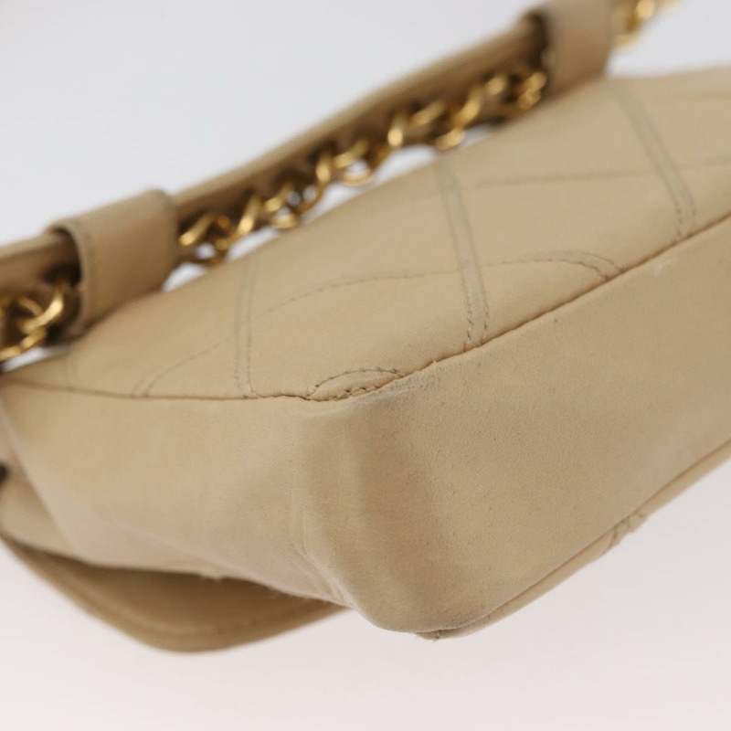 【日本直送】香奈兒腰包 羊皮 米色 金色 CC 標誌 Auth bs34038-14