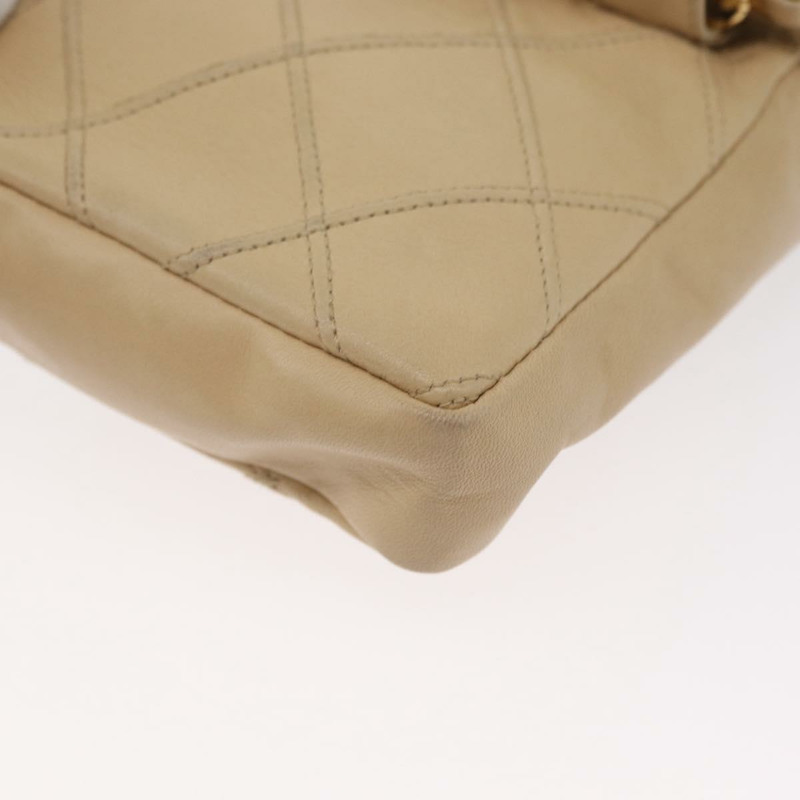 【日本直送】香奈兒腰包 羊皮 米色 金色 CC 標誌 Auth bs34038-15