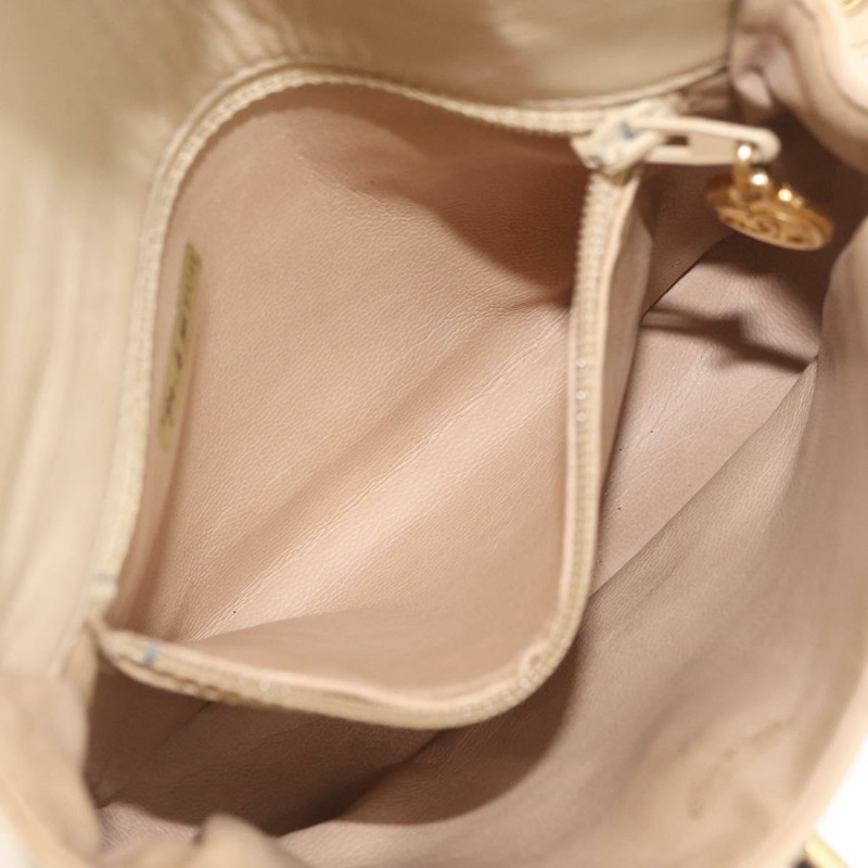 【日本直送】香奈兒腰包 羊皮 米色 金色 CC 標誌 Auth bs34038-22