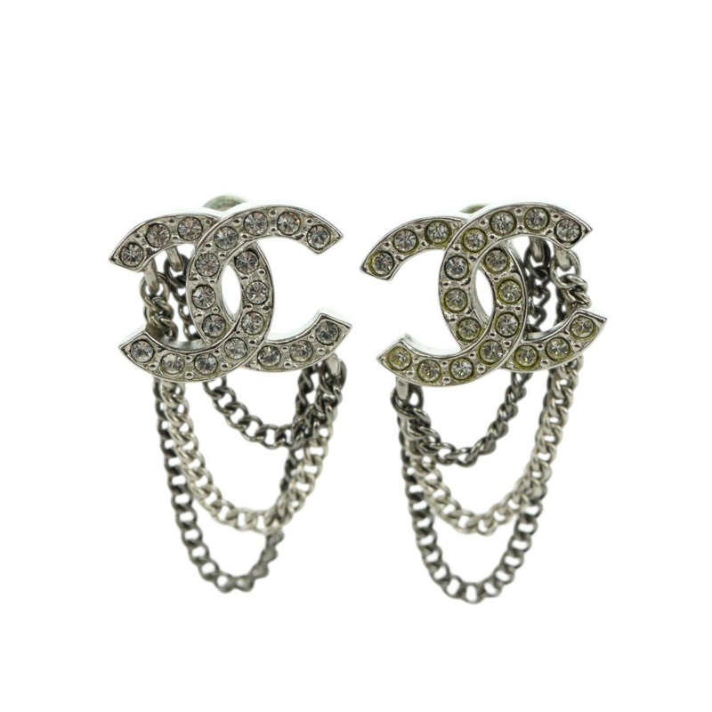 【日本直送】香奈兒 (CHANEL) 銀色金屬雙C耳環 LNZ836M-1