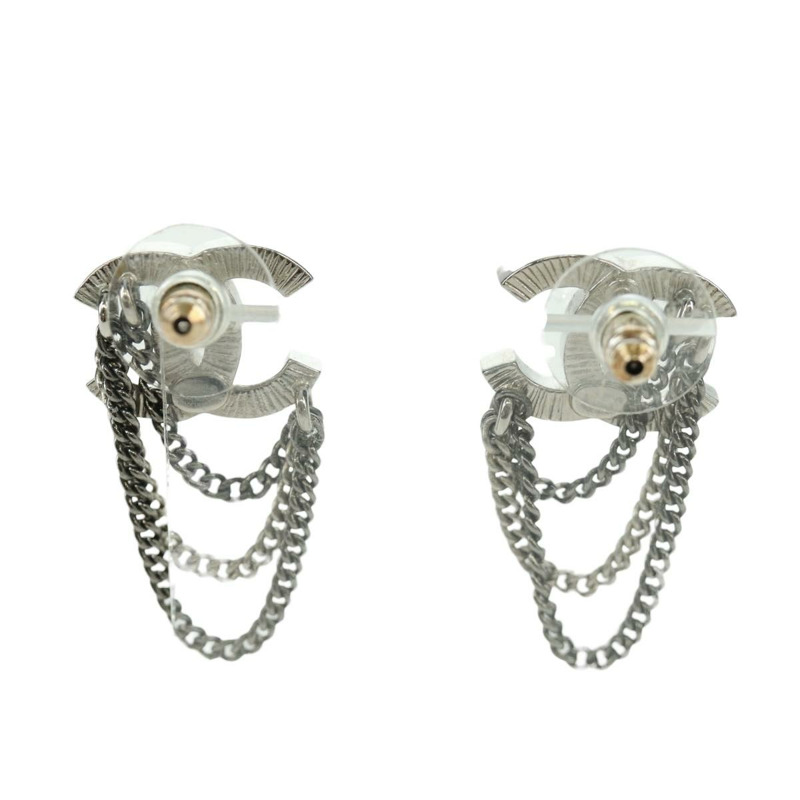 【日本直送】香奈兒 (CHANEL) 銀色金屬雙C耳環 LNZ836M-2