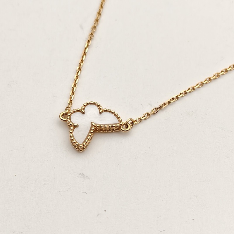 VAN CLEEF&ARPELS SweetAlhambra小號蝴蝶手鏈18K黃金/白貝母S-M碼-2