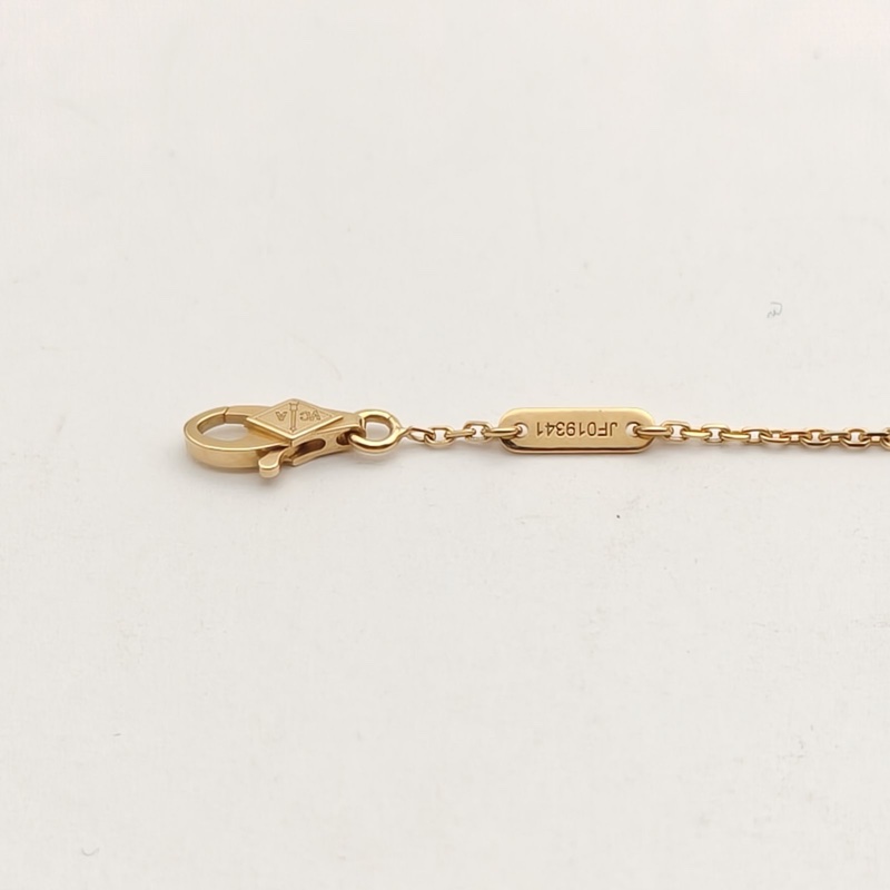 VAN CLEEF&ARPELS SweetAlhambra小號蝴蝶手鏈18K黃金/白貝母S-M碼-4