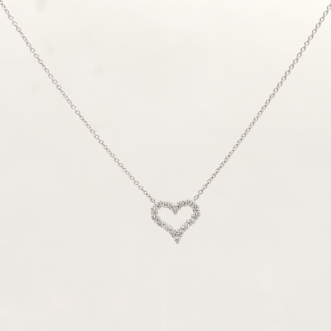 TIFFANY&CO 愛心心形滿鑽項鏈小號鉑金鑽石/pt950