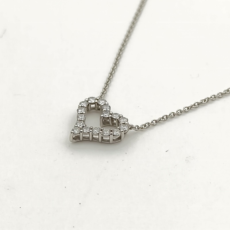 TIFFANY&CO 愛心心形滿鑽項鏈小號鉑金鑽石/pt950-1