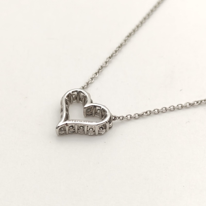 TIFFANY&CO 愛心心形滿鑽項鏈小號鉑金鑽石/pt950-2