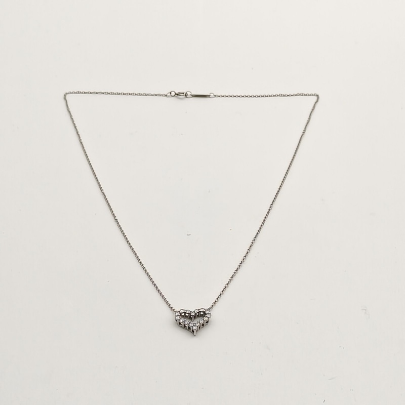 TIFFANY&CO 愛心心形滿鑽項鏈小號鉑金鑽石/pt950-4