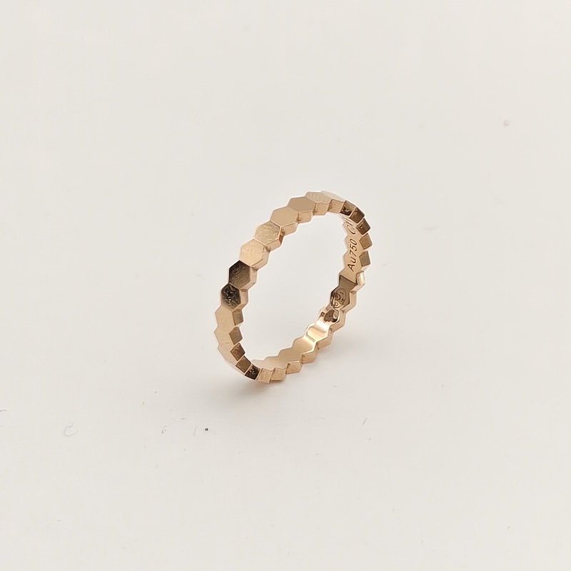 CHAUMET 18K玫瑰金BeeMyLove愛·巢蜂巢戒指無鑽48-2