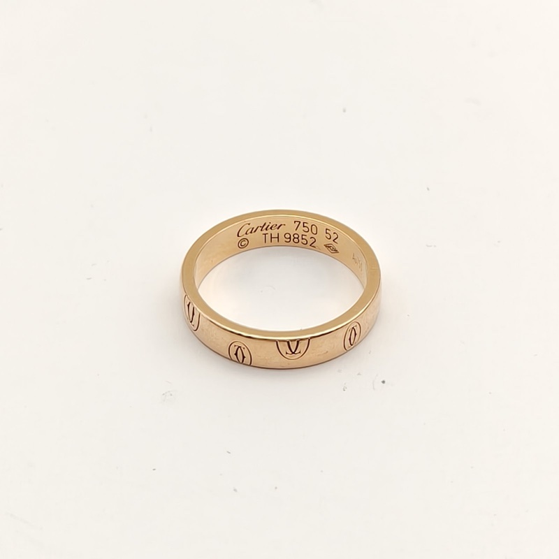 CARTIER 18K玫瑰金生日快樂窄版戒指52碼-1