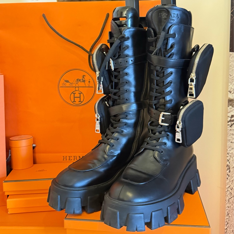 Prada 高筒口袋軍靴 38.5-3