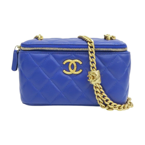 藍色 菱格紋 羊皮 Vanity Shoulder Bag 肩背包【CHANEL 香奈兒】