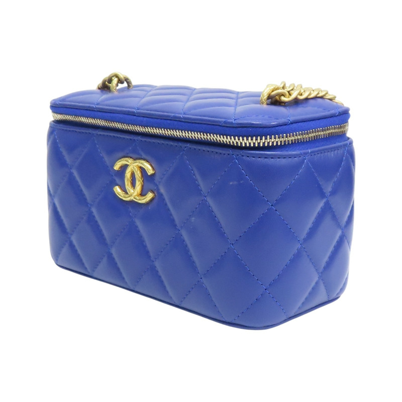藍色 菱格紋 羊皮 Vanity Shoulder Bag 肩背包【CHANEL 香奈兒】-2