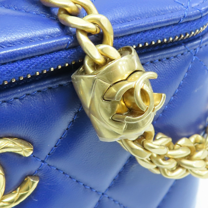 藍色 菱格紋 羊皮 Vanity Shoulder Bag 肩背包【CHANEL 香奈兒】-8