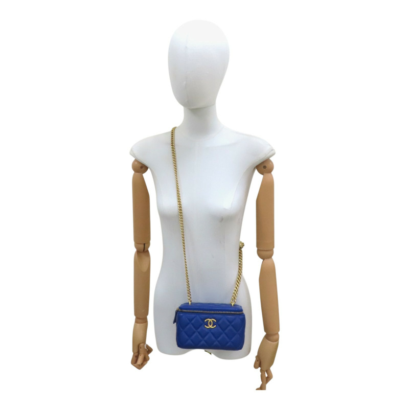 藍色 菱格紋 羊皮 Vanity Shoulder Bag 肩背包【CHANEL 香奈兒】-9