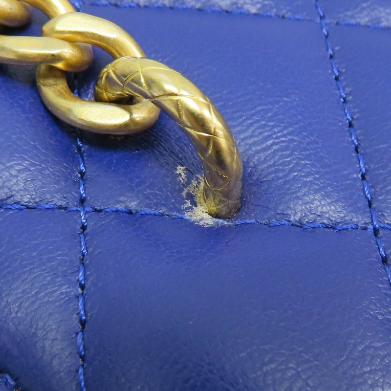藍色 菱格紋 羊皮 Vanity Shoulder Bag 肩背包【CHANEL 香奈兒】-15