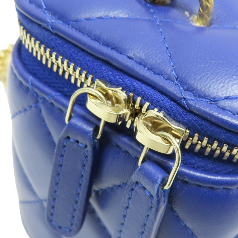 藍色 菱格紋 羊皮 Vanity Shoulder Bag 肩背包【CHANEL 香奈兒】-16