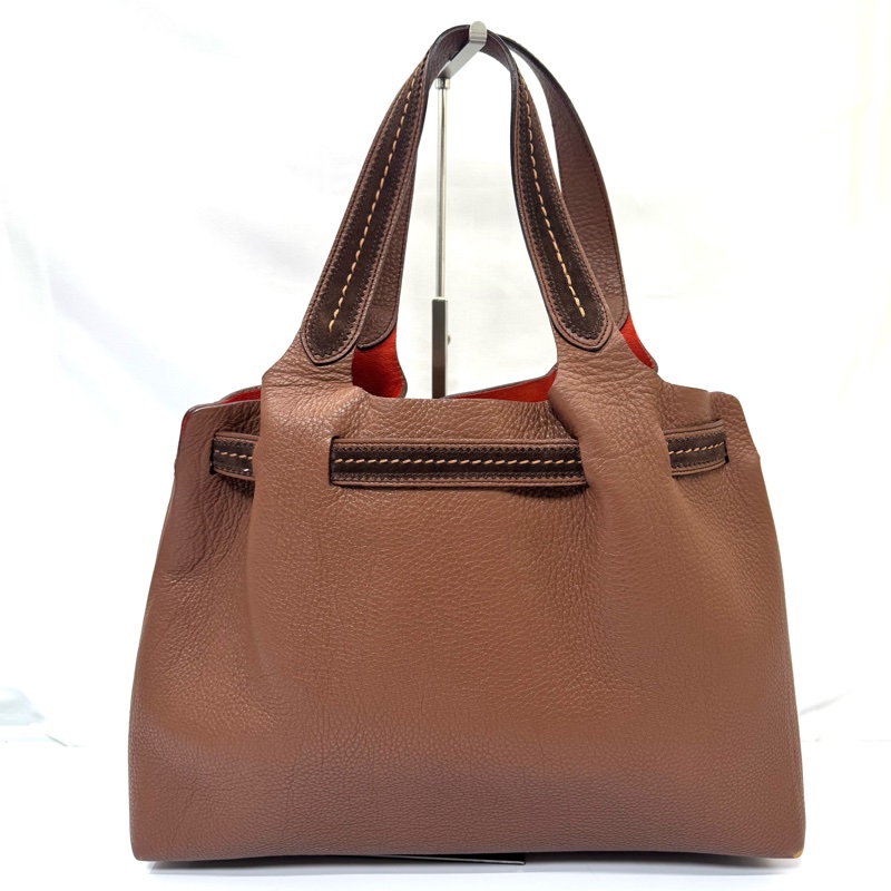 FERRAGAMO 棕色牛皮手提包-1