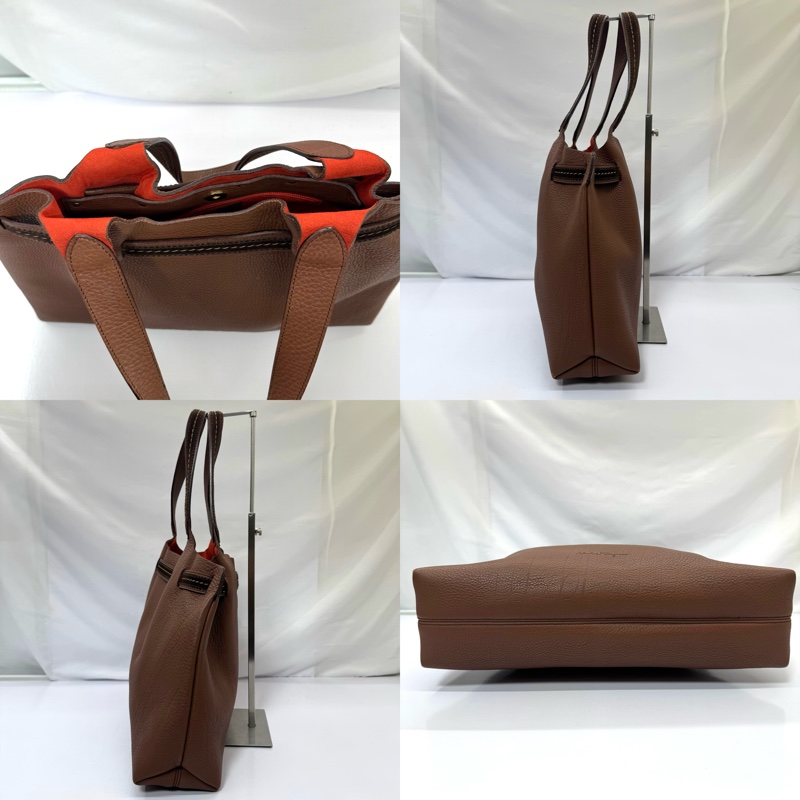 FERRAGAMO 棕色牛皮手提包-2