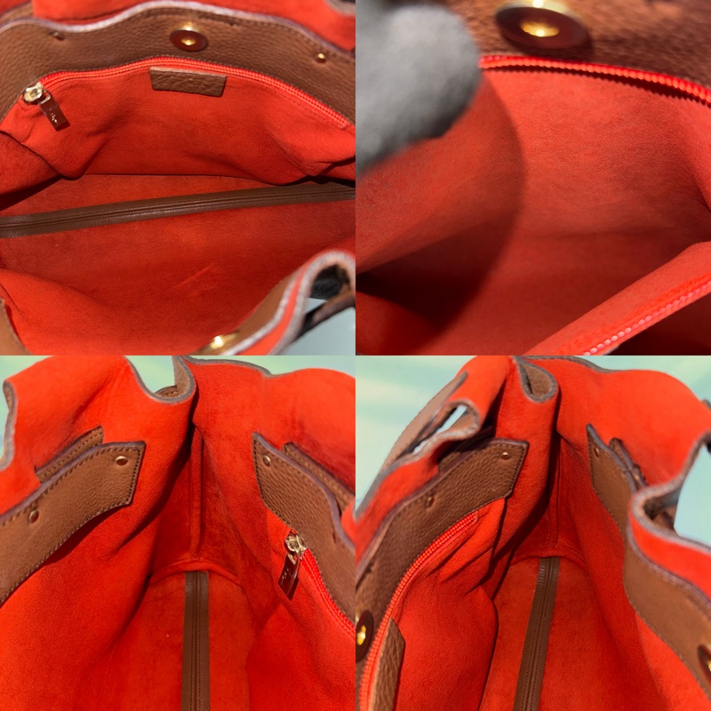 FERRAGAMO 棕色牛皮手提包-5