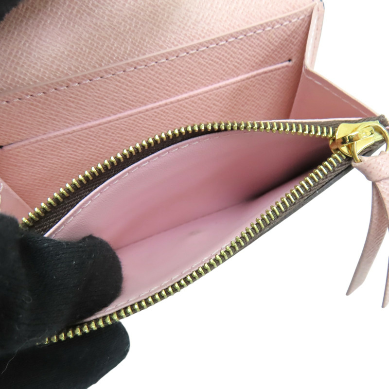 棕/芭蕾粉色 原花帆布 Rosalie 短夾【LOUIS VUITTON LV 路易威登】 M62361-5