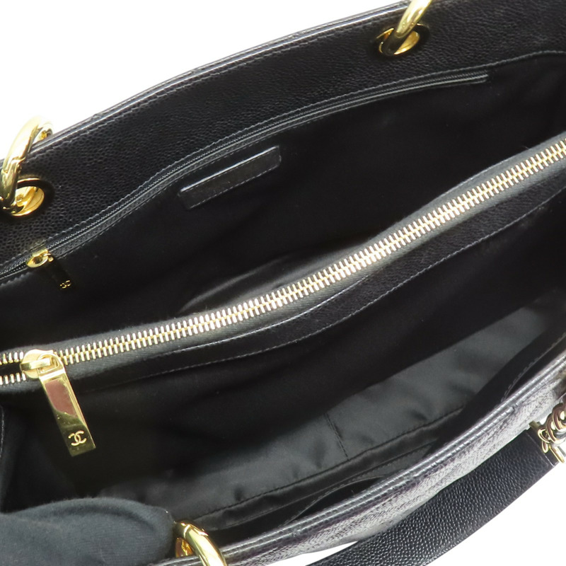 黑色 荔枝紋 牛皮 GST 肩背包 無卡【CHANEL 香奈兒】 A50995-4