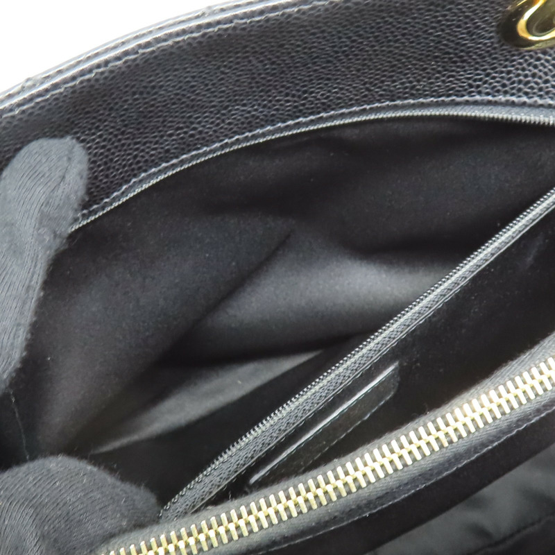 黑色 荔枝紋 牛皮 GST 肩背包 無卡【CHANEL 香奈兒】 A50995-5