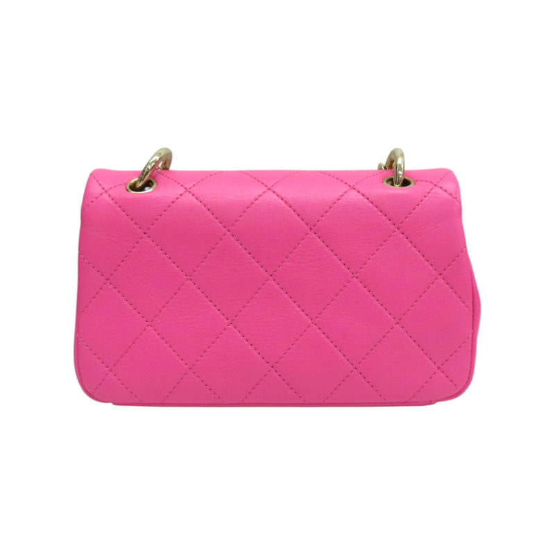 粉色 菱格紋羊皮 Twist Enamel Chain CC Flap 肩背包【CHANEL 香奈兒】-1