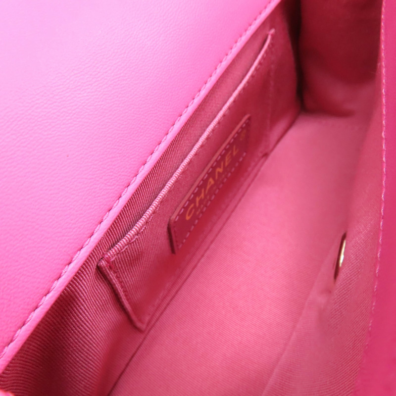 粉色 菱格紋羊皮 Twist Enamel Chain CC Flap 肩背包【CHANEL 香奈兒】-4